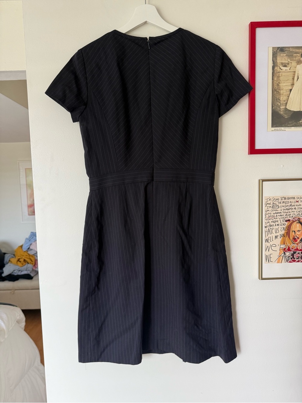 Brooks Brothers Black Pinstripe Midi Dress